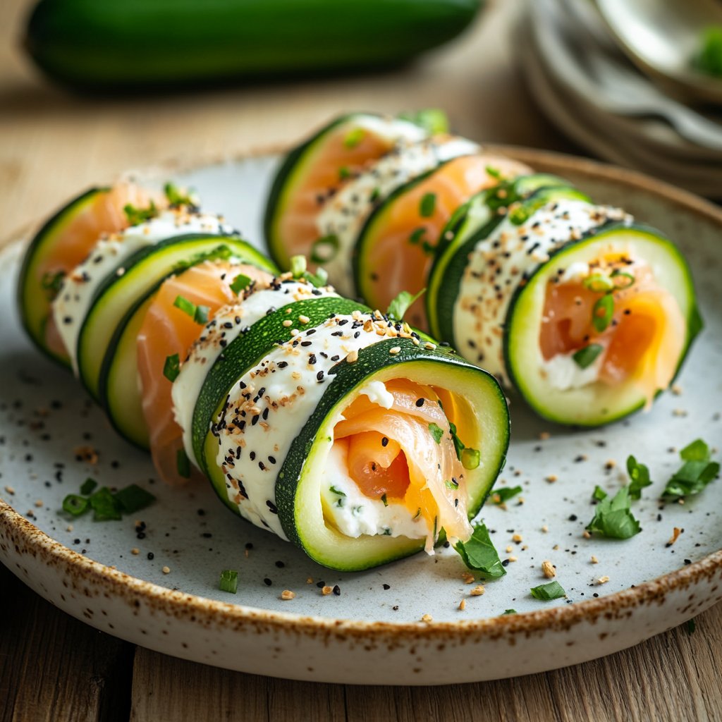 Salmon, Zucchini and Cream Cheese Roll-Ups